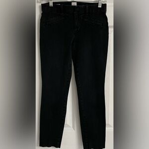 GAP Women's Black Faded Wash Skinny Cropped Pants With Zipper Slash Pockets
